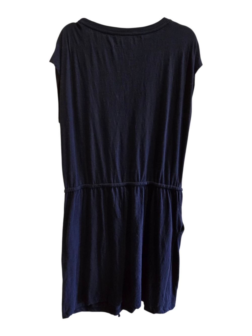 Casual Navy V-Neck Drawstring Waist Dress - Picture 2 of 5